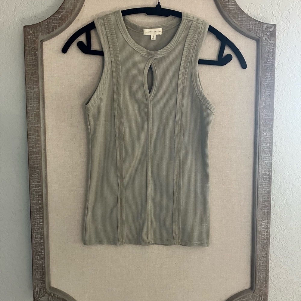 Gilded Intent Green Fitted Cut Out Tank Top